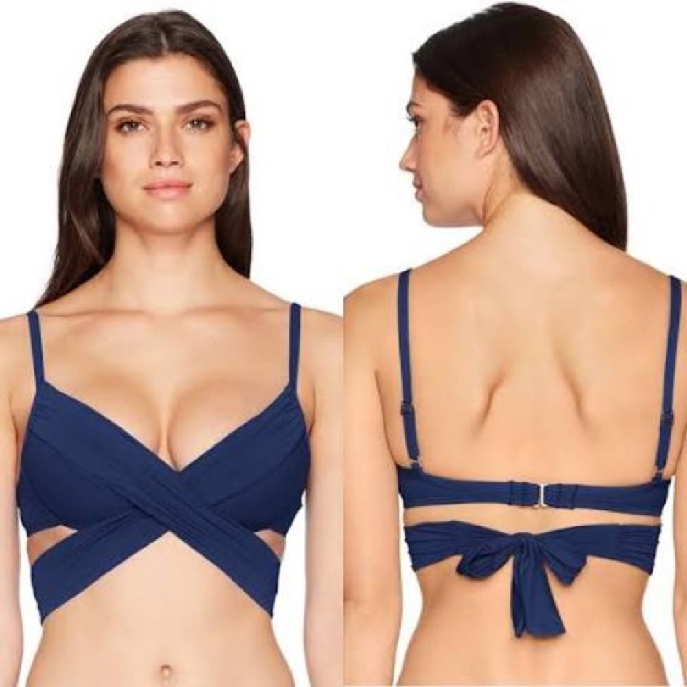 La Blanca blue tie swim top